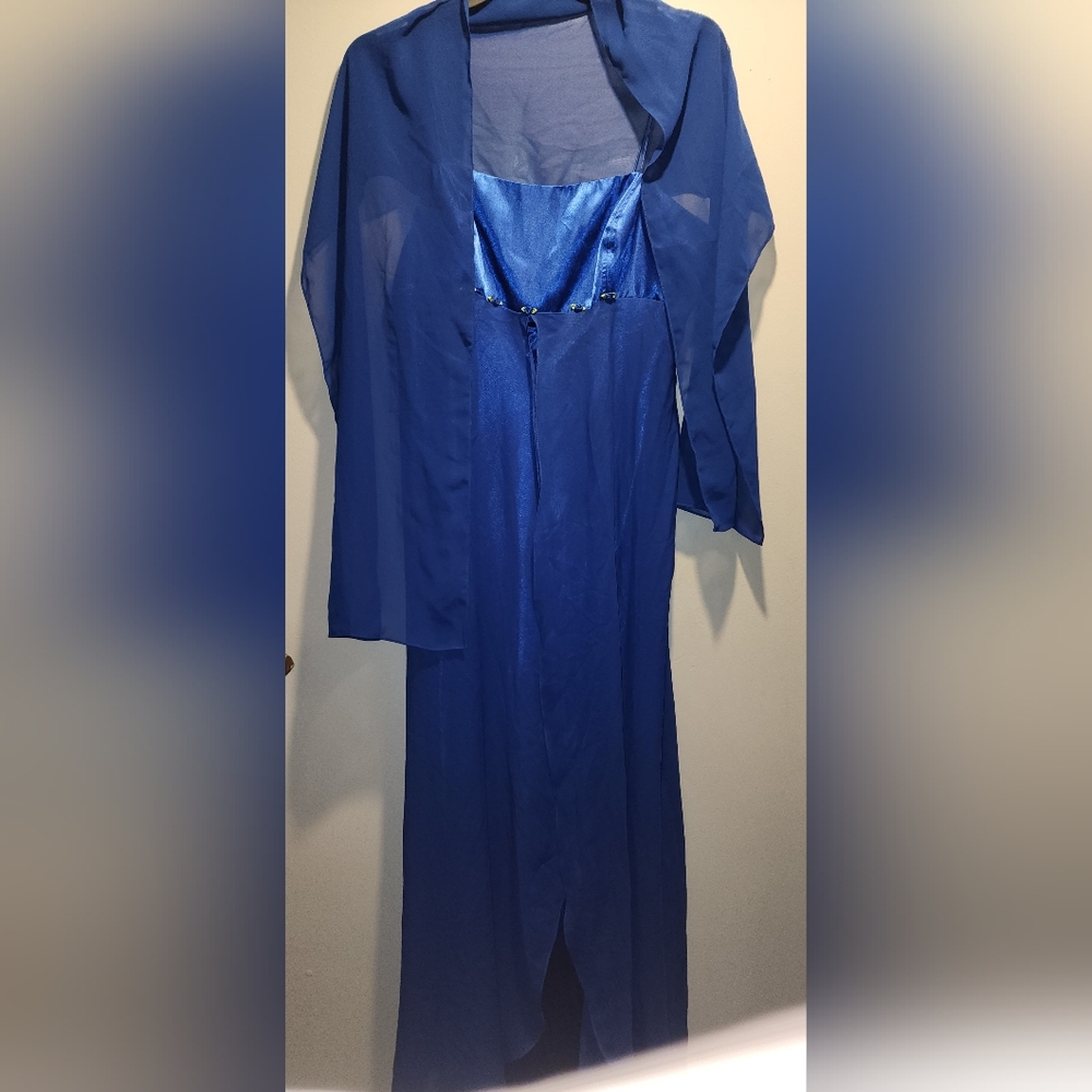 Milano Elegant Blue Women's Dress Gown With Shawl 2X